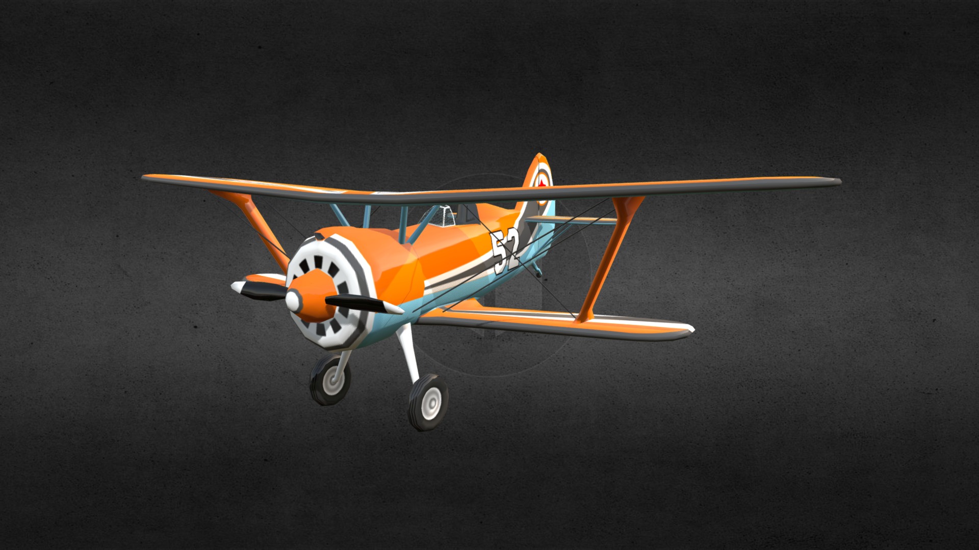 3D model Toy aeroplane - This is a 3D model of the Toy aeroplane. The 3D model is about an orange and white airplane.