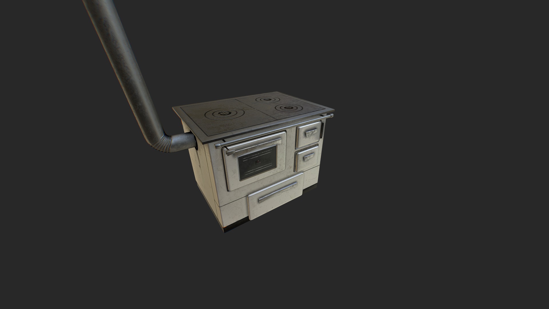 3D model Old Stove pbr - This is a 3D model of the Old Stove pbr. The 3D model is about a silver and black box.