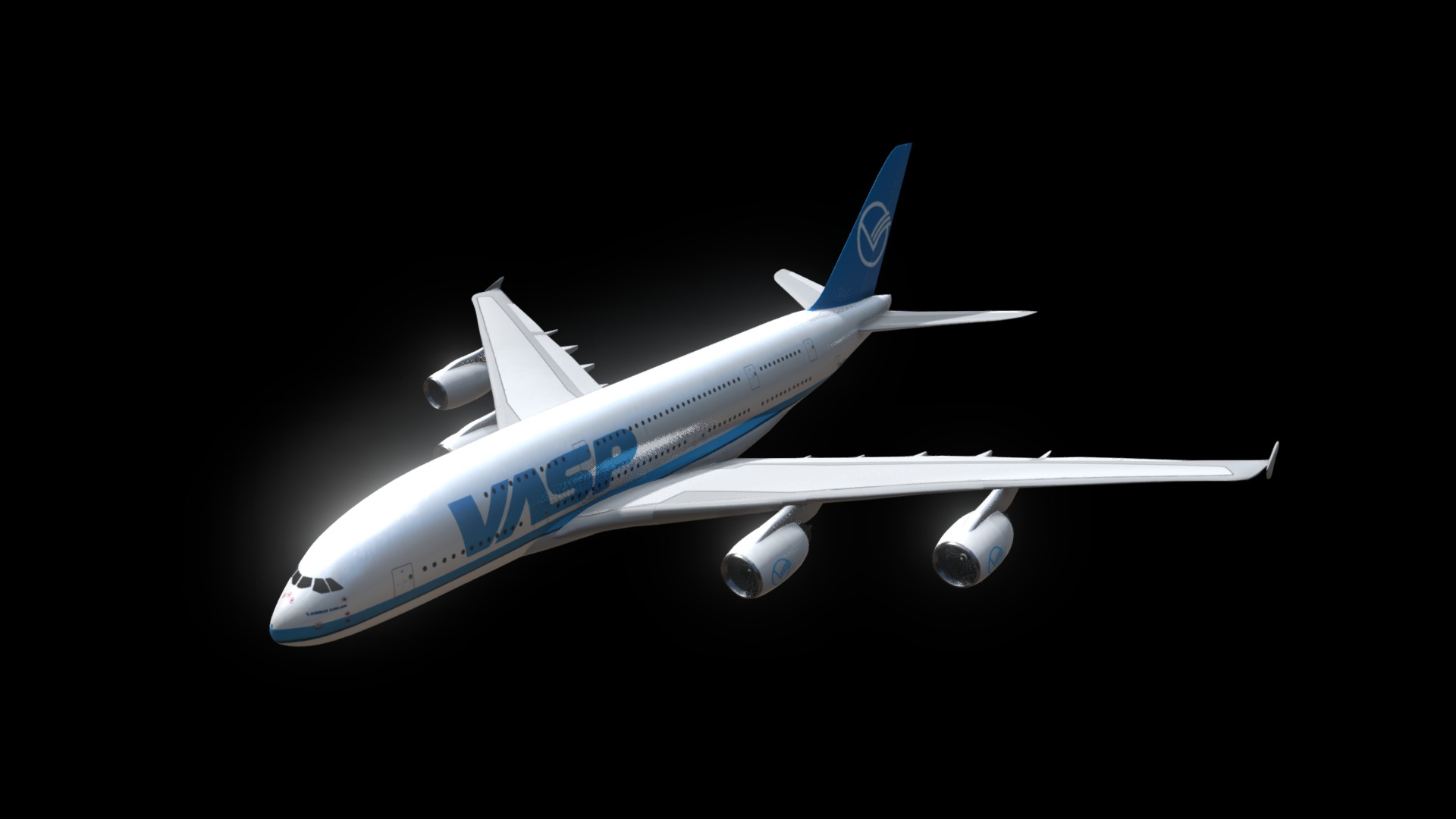 3D model Vasp A380 - This is a 3D model of the Vasp A380. The 3D model is about a white airplane in the sky.