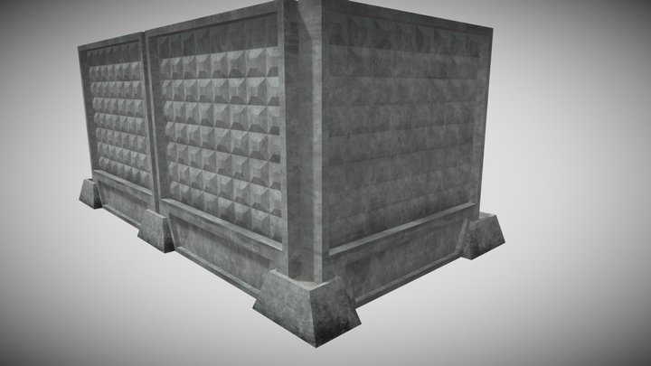 Soviet concrete fence 3D Model