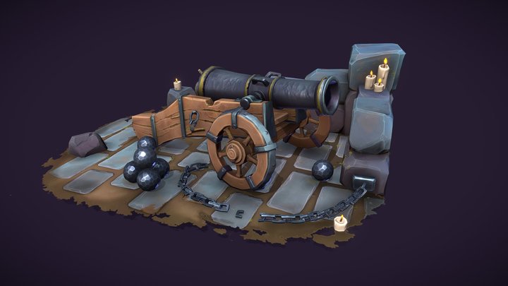 Stylized Cannon 3D Model