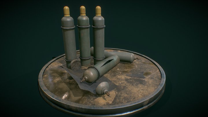 Gas Tanks set. Intact & Exploded. Lowpoly 3D Model