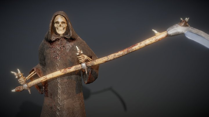 Grim Reaper Rigged with Scythe 3D Model