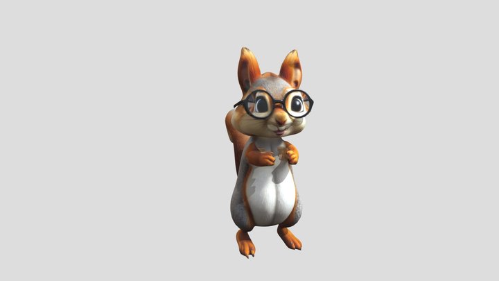 A cute squirrel standing on its 2 feet 3D Model