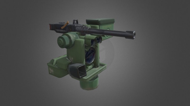 Low Poly Turret 3D Model