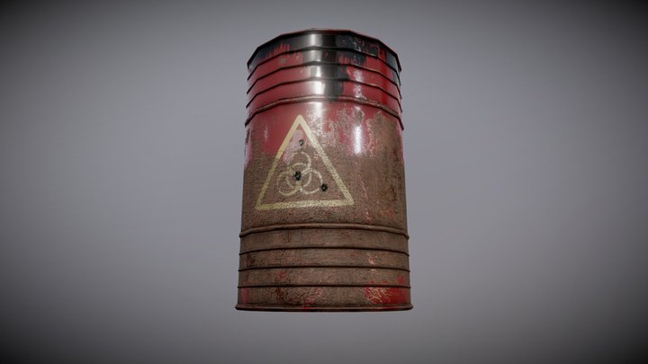 Toxic Barrel (Low Poly) 3D Model