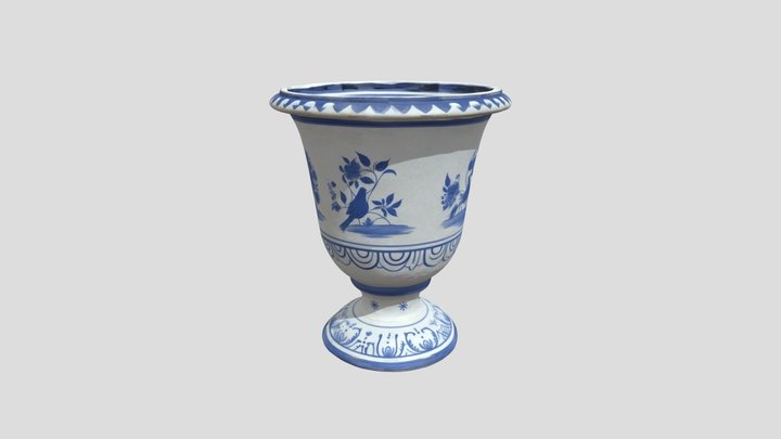 Antique Blue & White Faience Garden Urn
