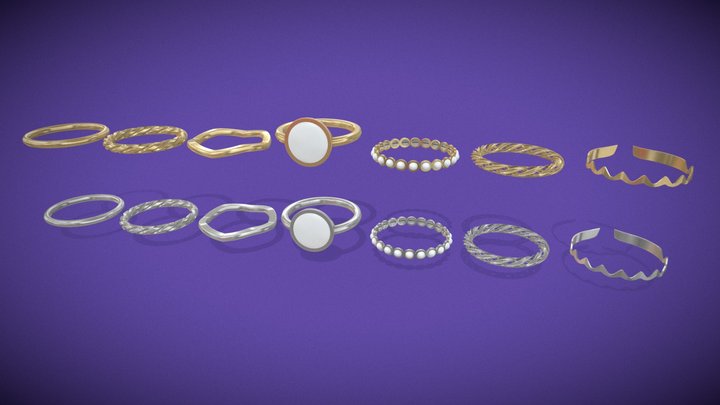 Delicate rings for woman - classic pack 3D Model