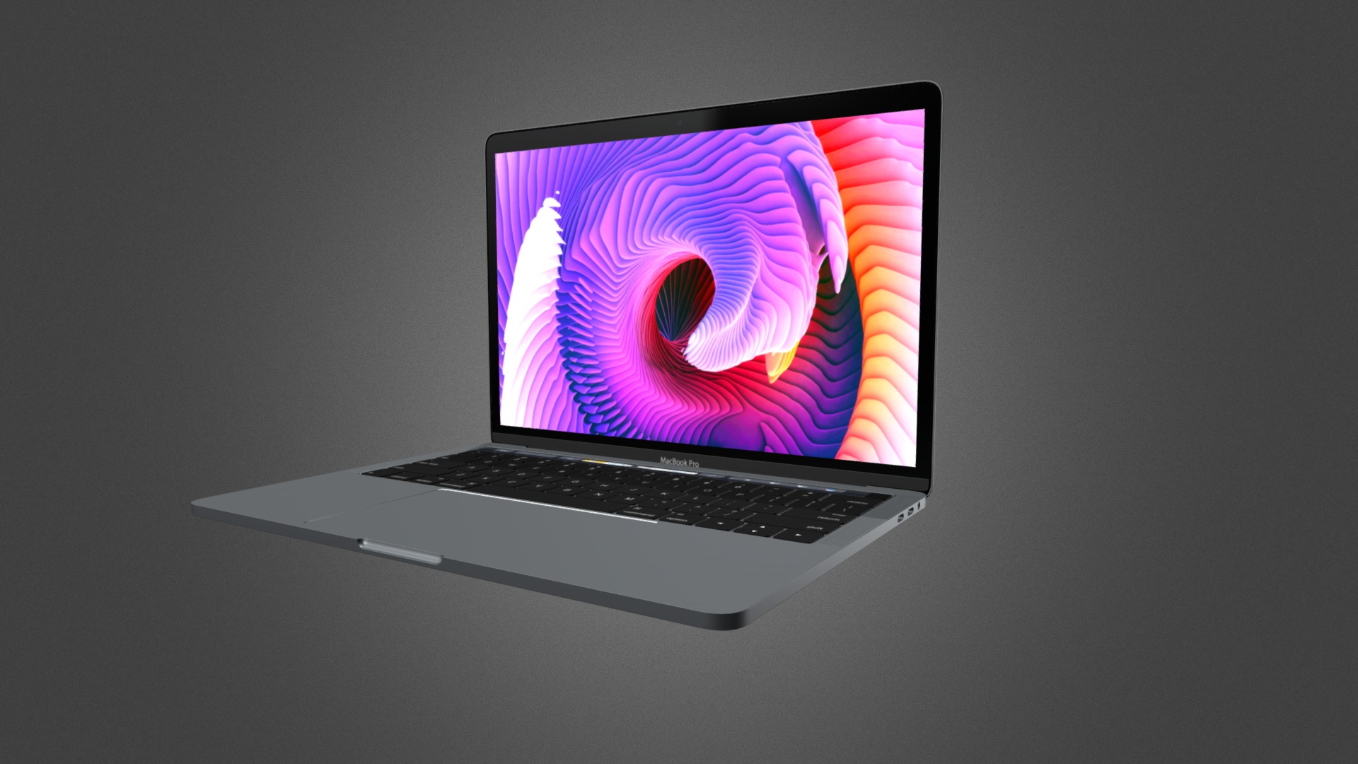 3D model Apple Macbook Pro 13 Inch A1706  for Element 3D - This is a 3D model of the Apple Macbook Pro 13 Inch A1706  for Element 3D. The 3D model is about a laptop with a logo on the screen.