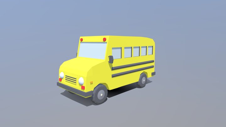 Low Poly Cartoon SchoolBuss 3D Model