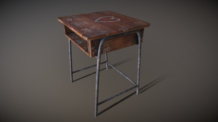 Old School Desk 3D Model