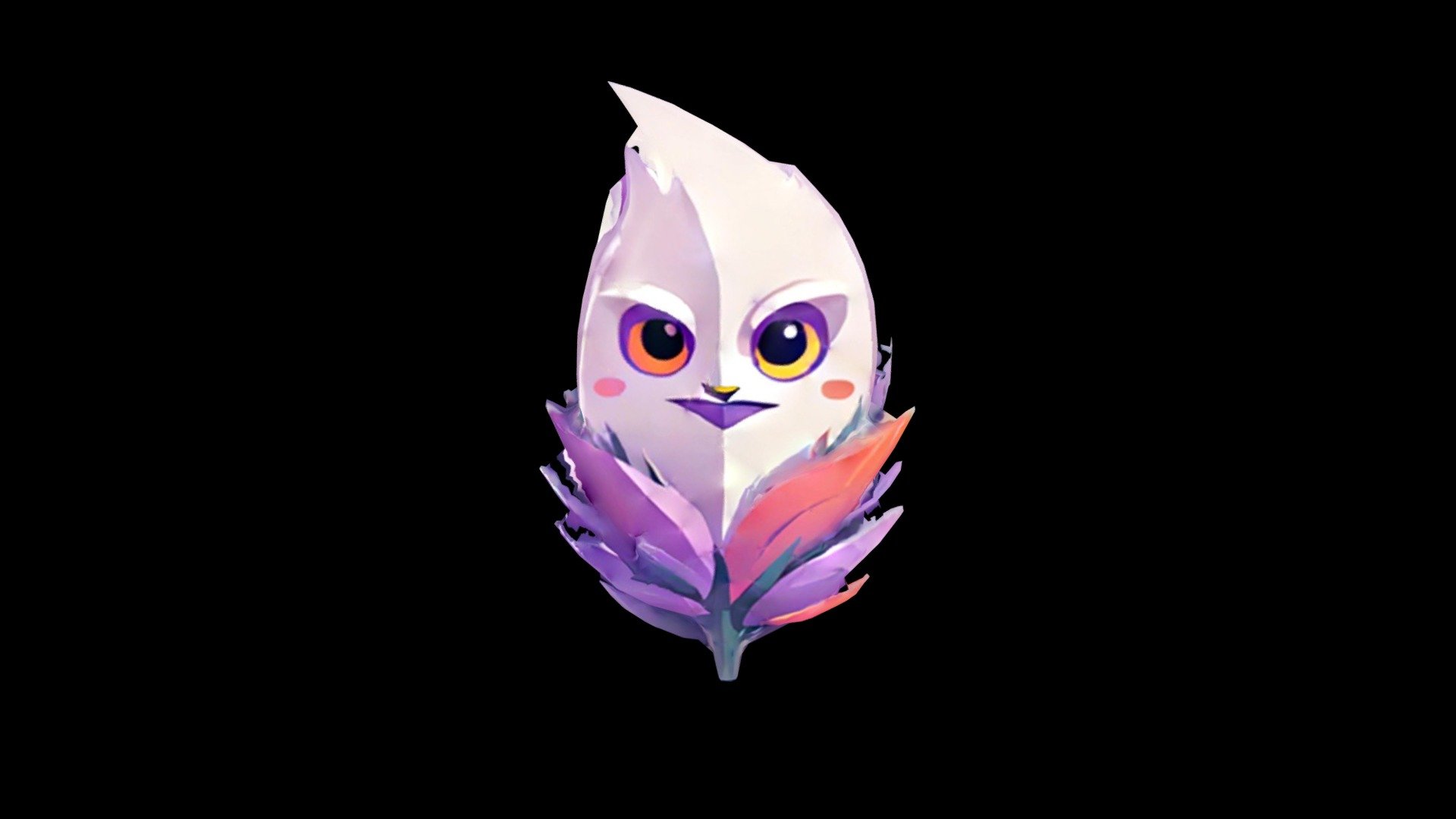 A white owl with yellow eyes sits on a purple fl - Download Free 3D ...
