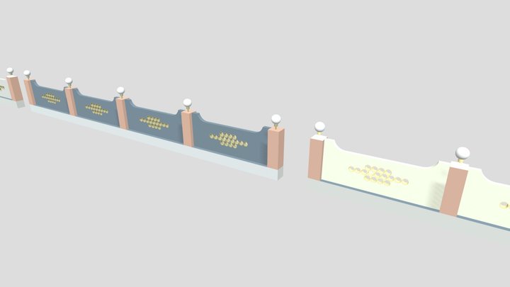 Fence - Concrete Wall 2 3D Model