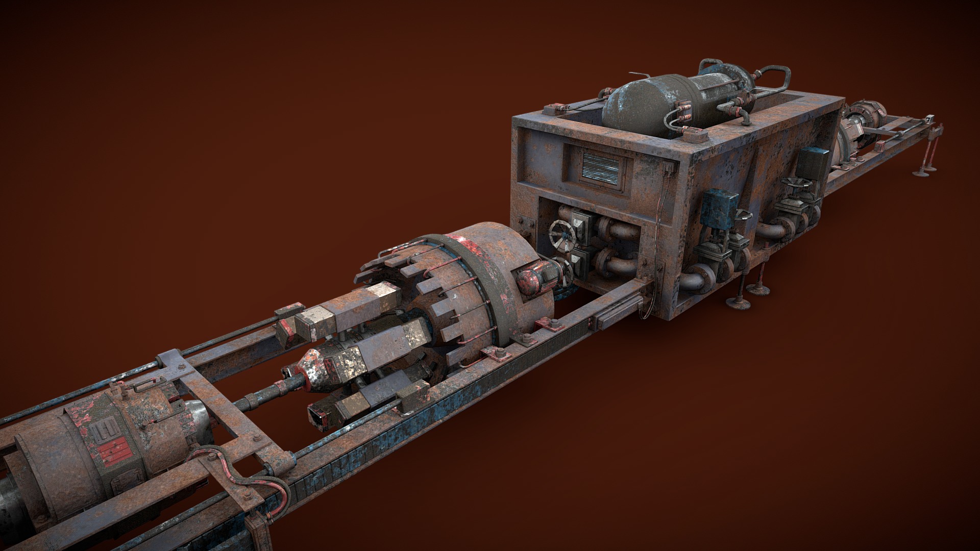 3D model Rusted machinery device - This is a 3D model of the Rusted machinery device. The 3D model is about a metal object with a metal part.