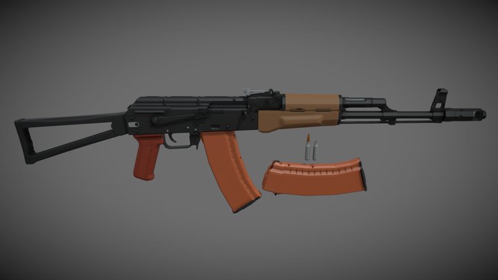 low-poly AKS-74 – Free 3D Model STL