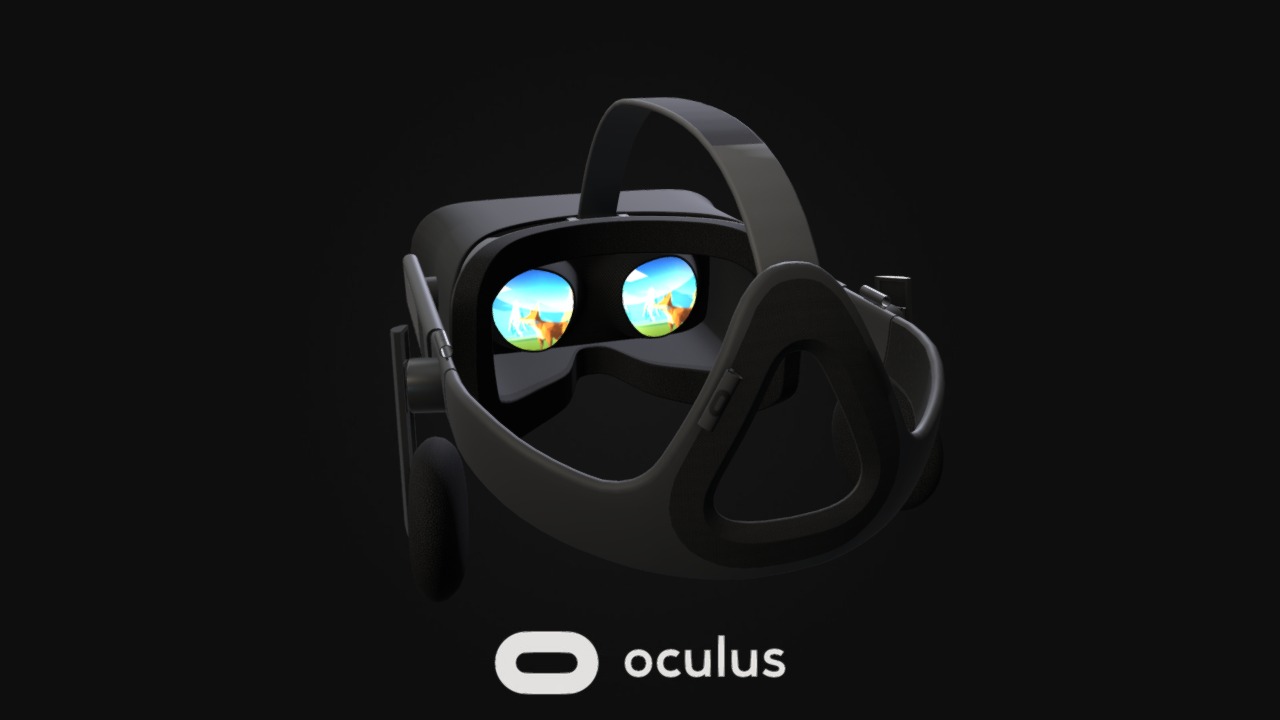 3D model Oculus Rift - This is a 3D model of the Oculus Rift. The 3D model is about a black and silver headphone with blue lights.
