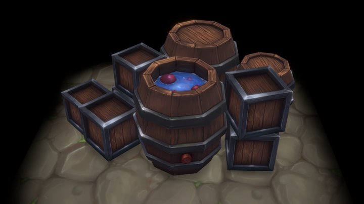 Barrel for game. 3D Model