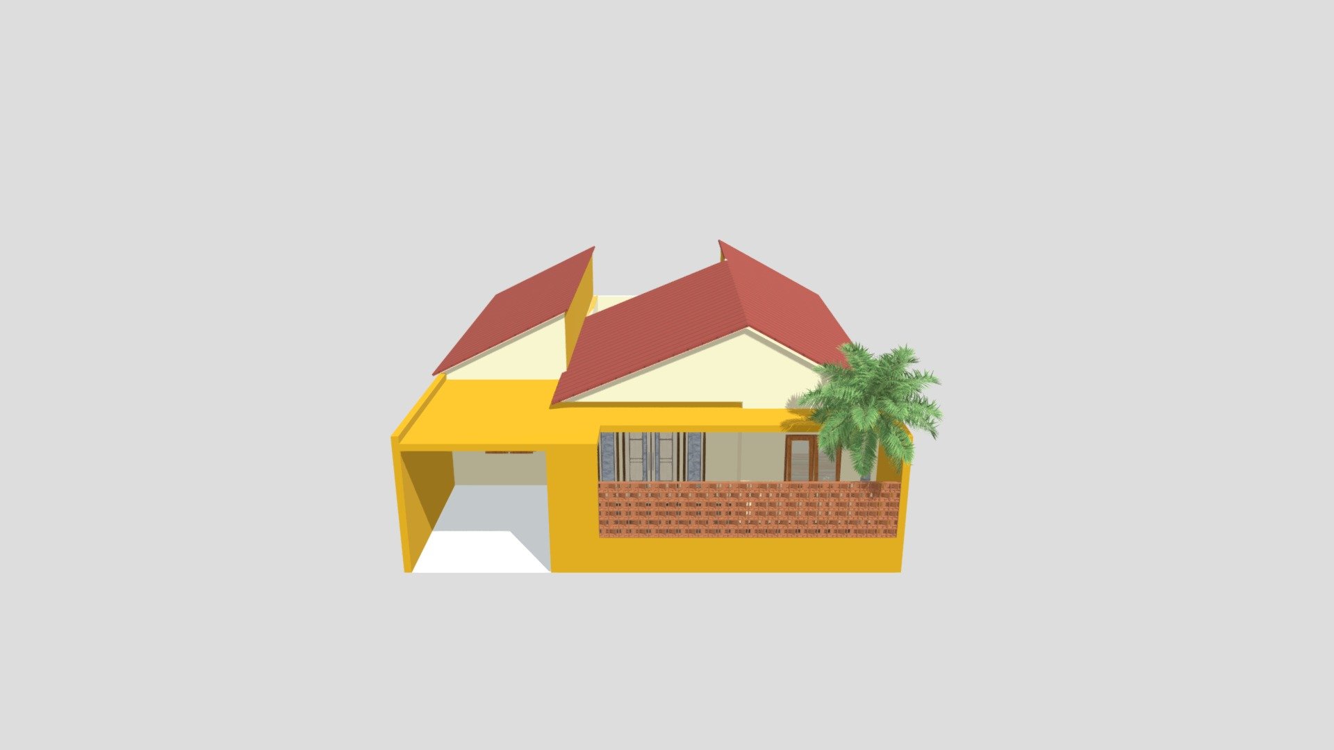 Rumah Dengan Taman Indoor D Model By Elang Hadrah Elang Hadrah Ef F Sketchfab