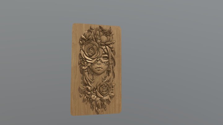 lady with flower bass relife art 3D Model