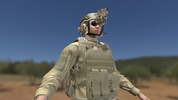 Man in Military Uniform - Rigged 3D Model