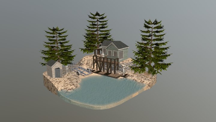 Grungy Seaside Diorama 3D Model