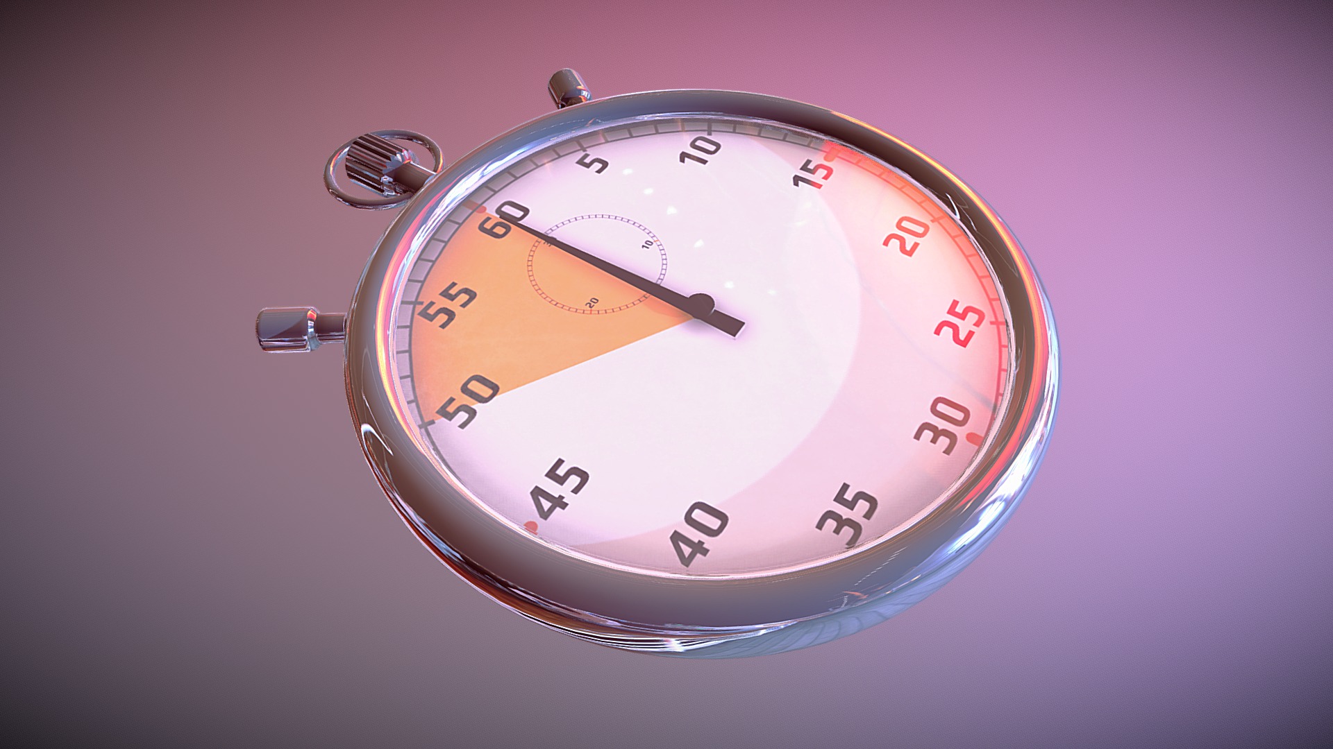 3D model Stopwatch - This is a 3D model of the Stopwatch. The 3D model is about a silver and red stopwatch.