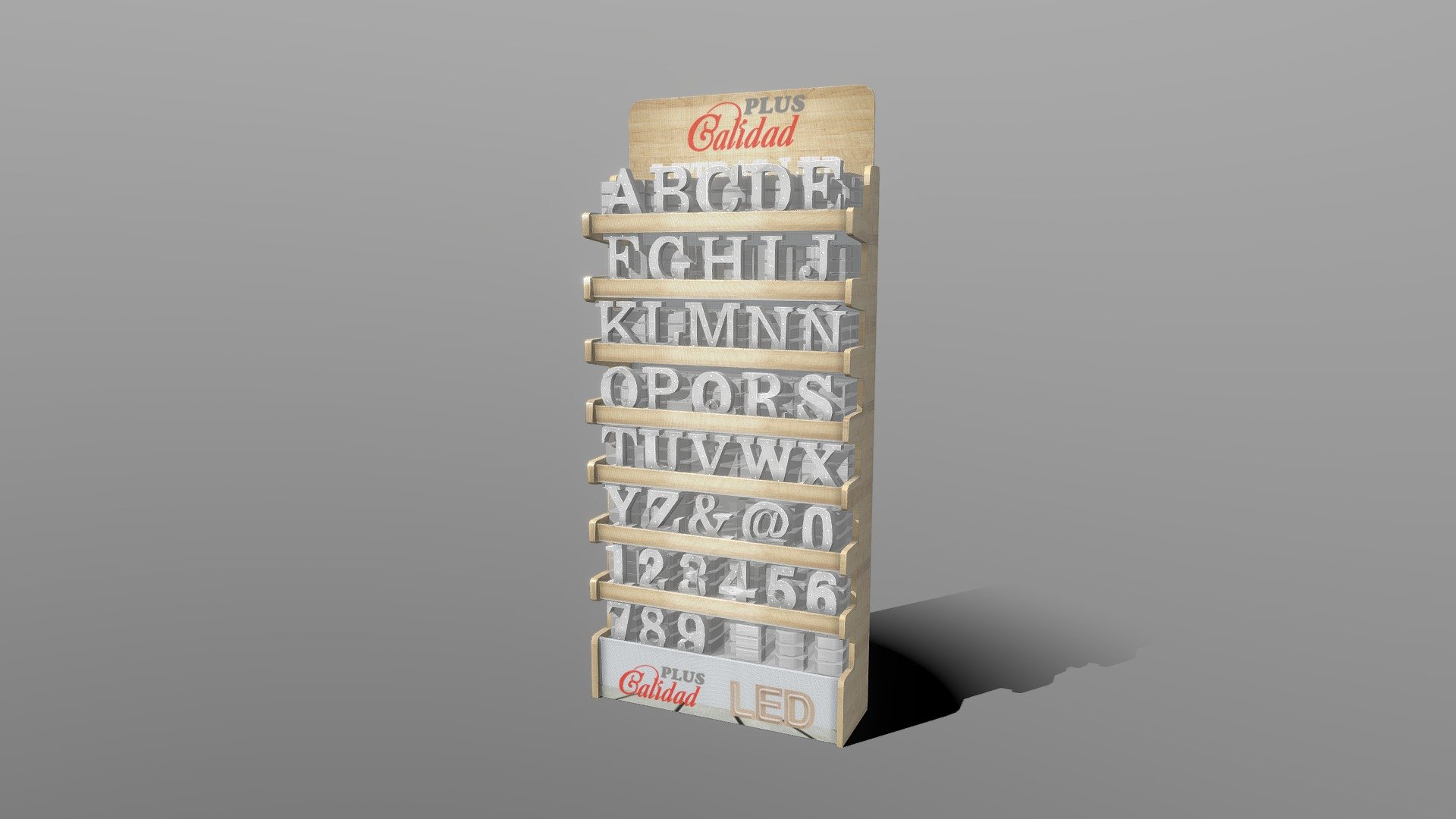 字母货架展示 — Sketchfab embed 3D viewer