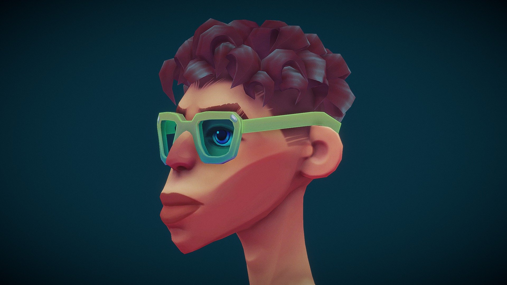 Stylized head handpainted