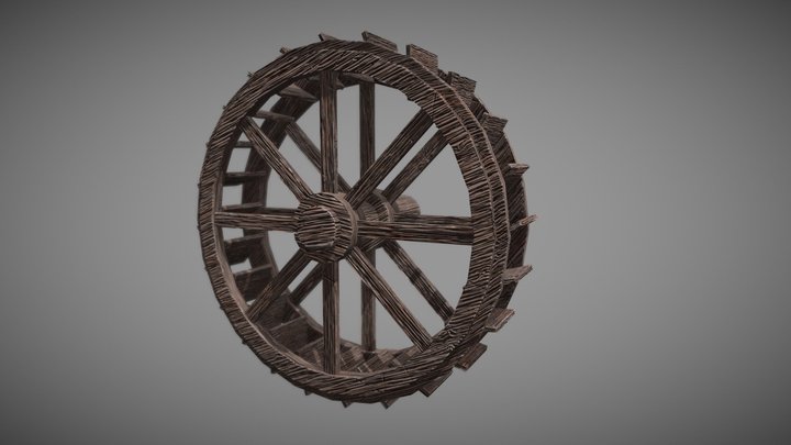 Medieval Water Wheel 3D Model