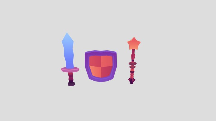 Low-poly weapons 3D Model