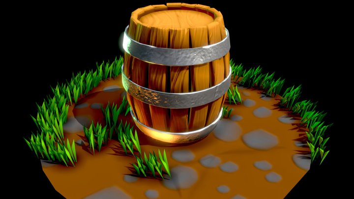 Low Poly Stylized Barrel 3D Model