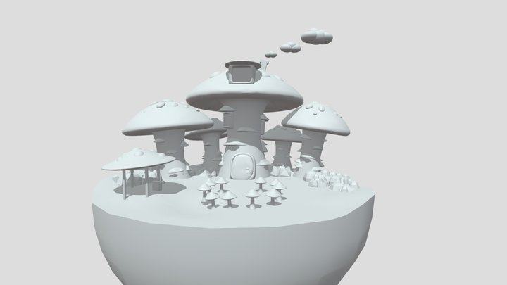 Mushroom forest final setup- grayboxed 3D Model