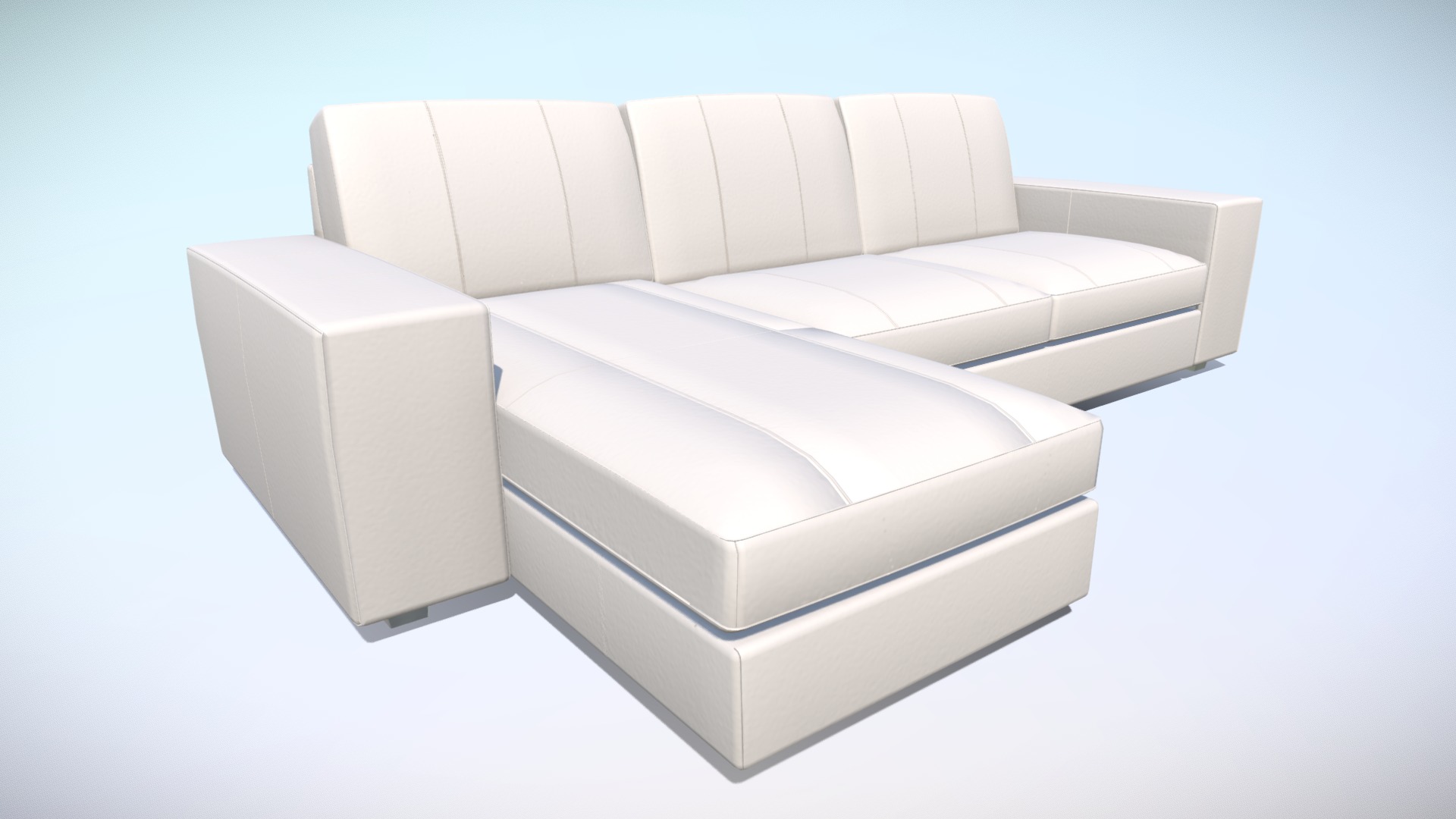 3D model Leather Sofa Kivik IKEA Low-poly - This is a 3D model of the Leather Sofa Kivik IKEA Low-poly. The 3D model is about a white couch with a white box.