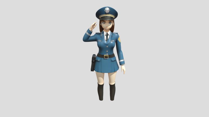 Anime police officer character 3D Model