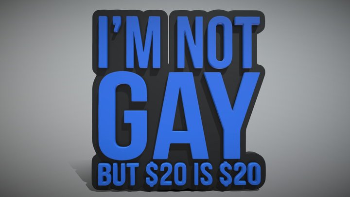 I Am Not Gay But 20 Is 20 STENCIL 3D Model