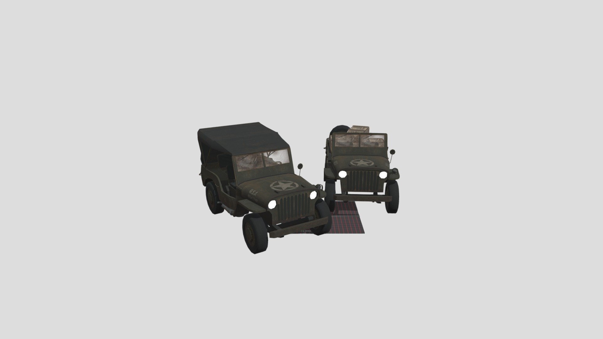 Low-poly-military-jeep-willys-mb-ww2-scene