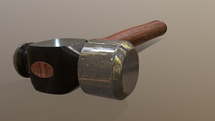 HAMMER WITH WOODEN HANDLE 3D Model