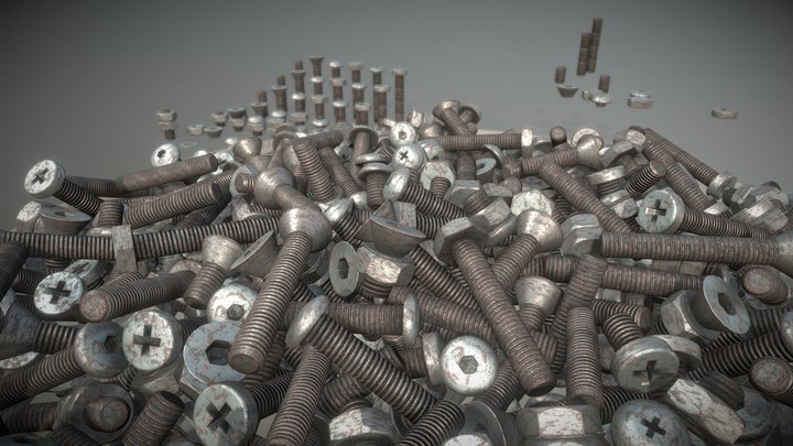 Rusty Nut and Bolt Package (Low-Poly) 3D Model