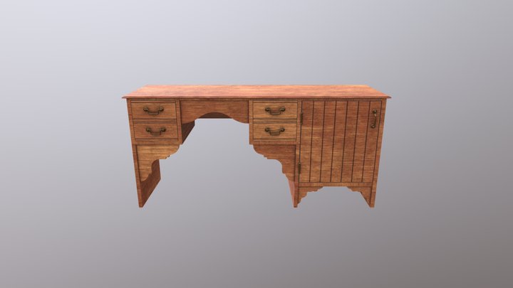 Wooden vintage table 3D Model
