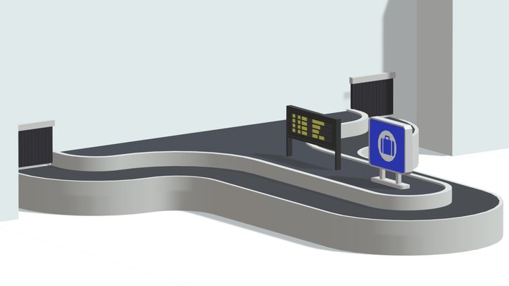Airport Baggage Carousel Conveyor 3D Model