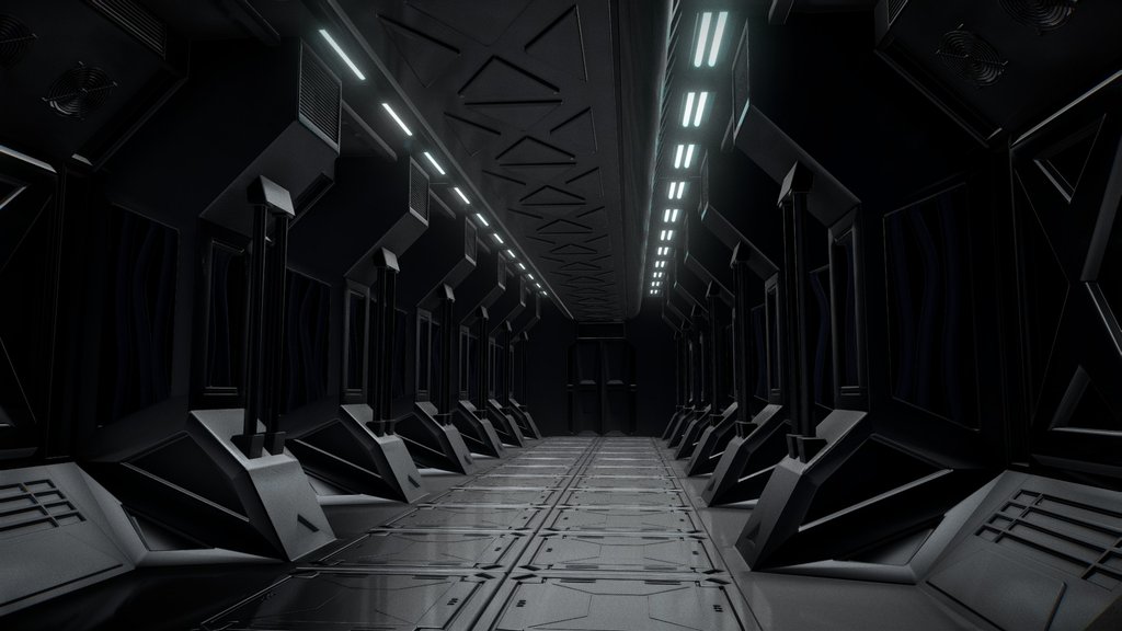 Sci-fi Hallway (high poly)
