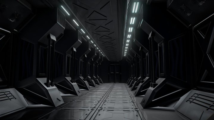 Sci-fi Hallway (Hight-holy) 3D Model