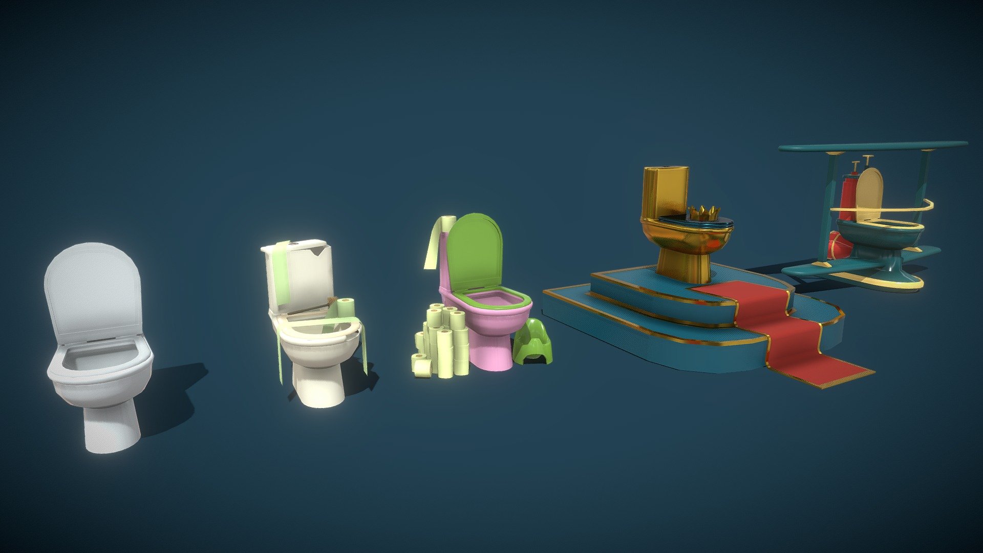 Toilet: new, old, family, special, crazy