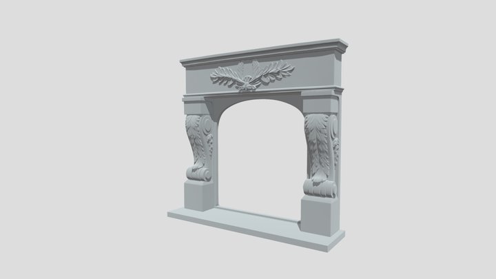 Carved Marble Fireplace 3D Model