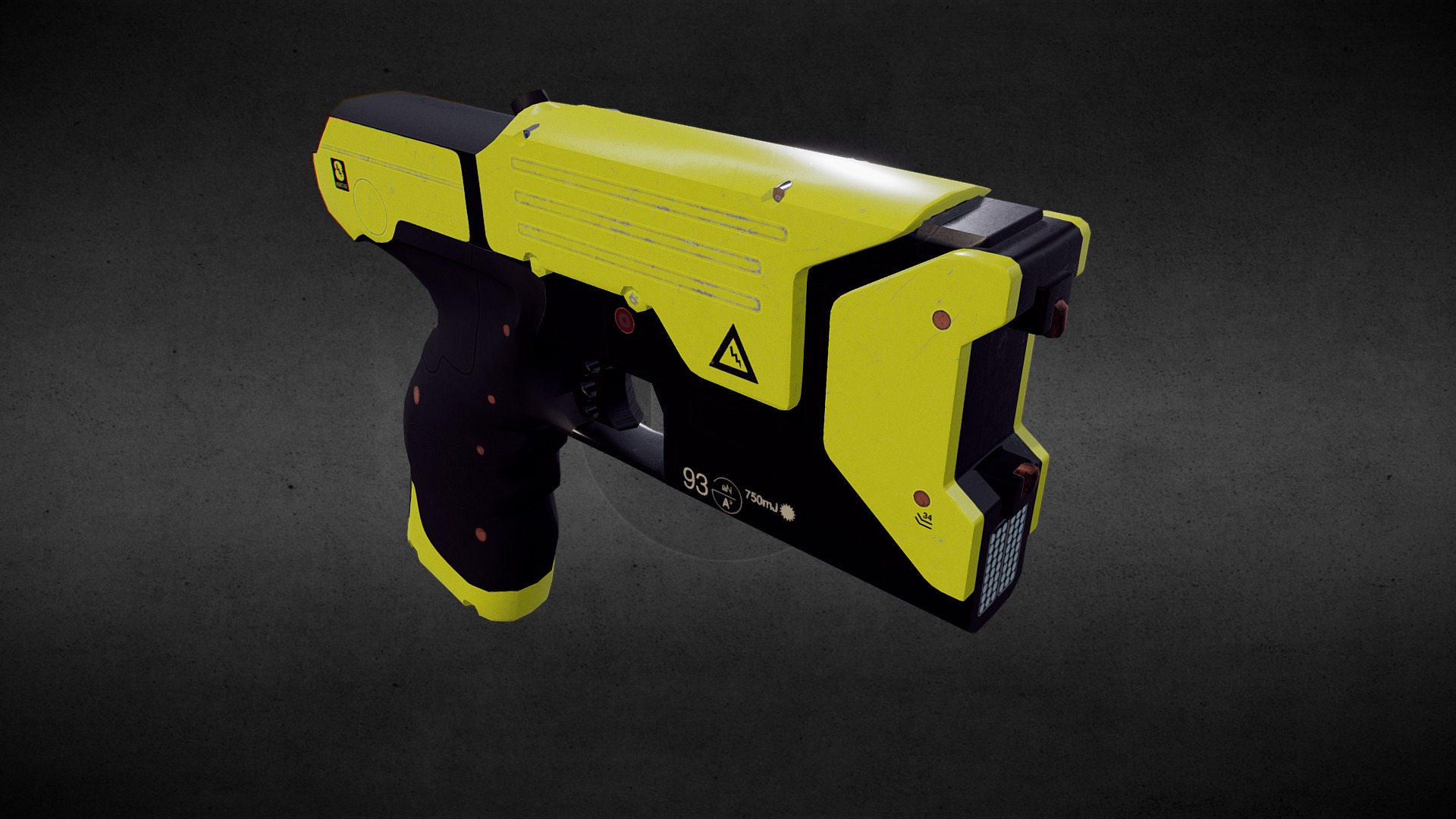 3D model Taser – low poly - This is a 3D model of the Taser - low poly. The 3D model is about a yellow and black toy.