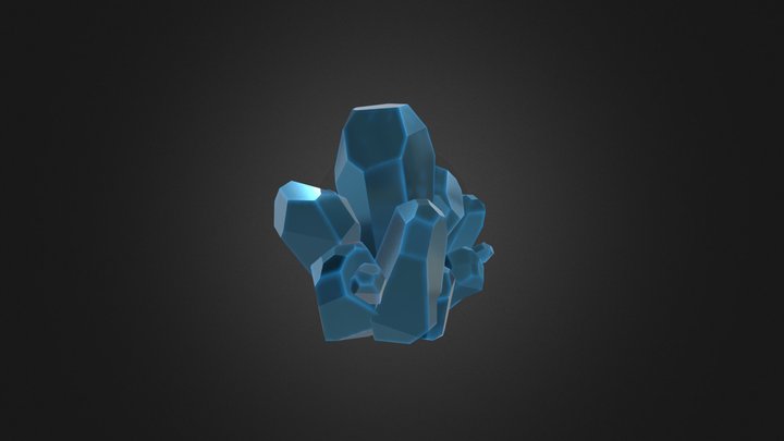 Blue & Glowy Gemstone Cluster 3D Model