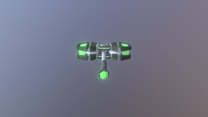 Green Sci-fi Hammer 3D Model