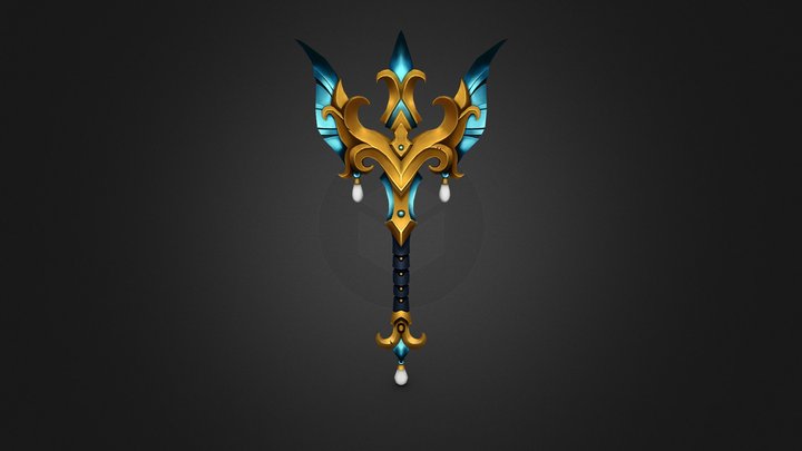 Round 3 of hand painting practice. A staff. 3D Model