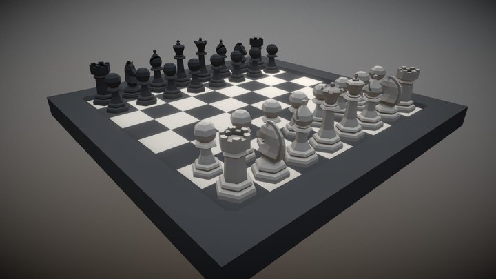 Low Poly Chess Set 3D Model