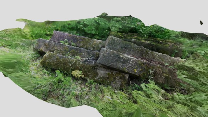 Mossy concrete blocks 3D Model